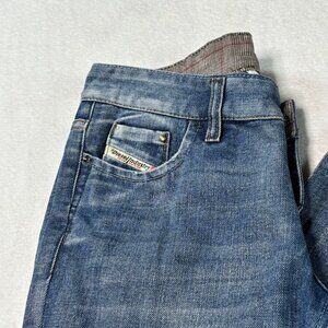 Diesel LIV Women Blue Straight Regular Jeans W29 L34 Wash 0071J Distressed Denim